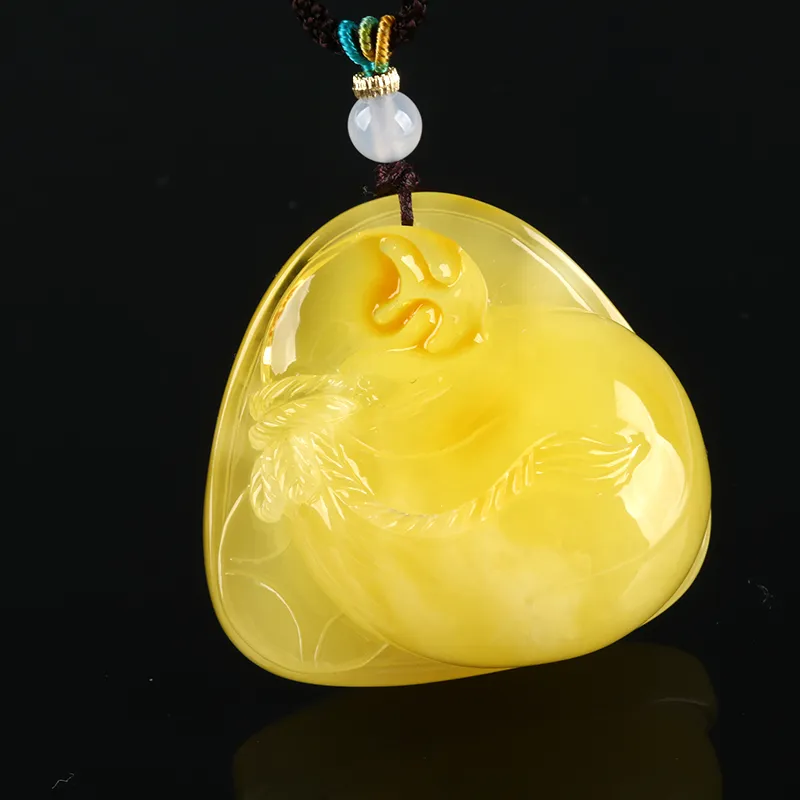 Oushuo Jewelry Amber Beeswax Fine Jade Necklaces Unisex-3