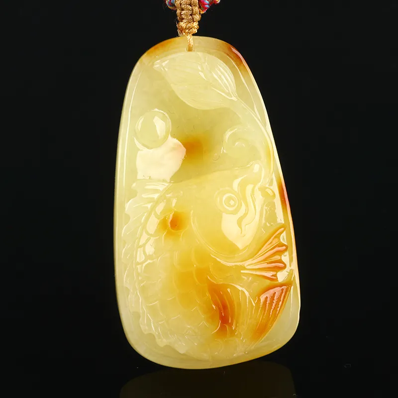 Oushuo Jewelry Amber Beeswax Jade Necklaces Unisex-2