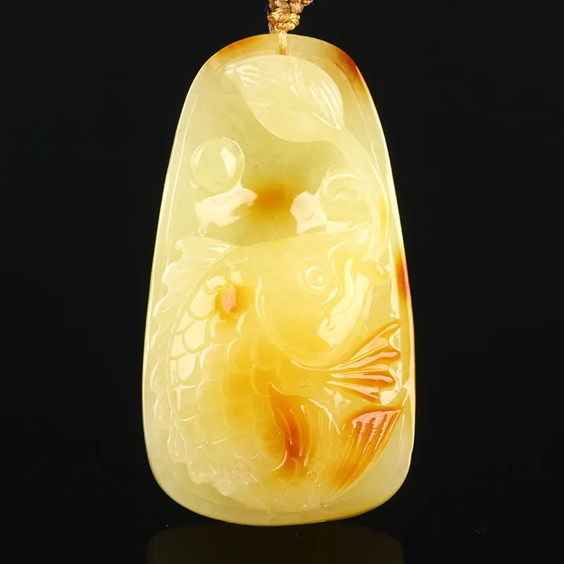 Oushuo Jewelry Amber Beeswax Jade Necklaces Unisex-3