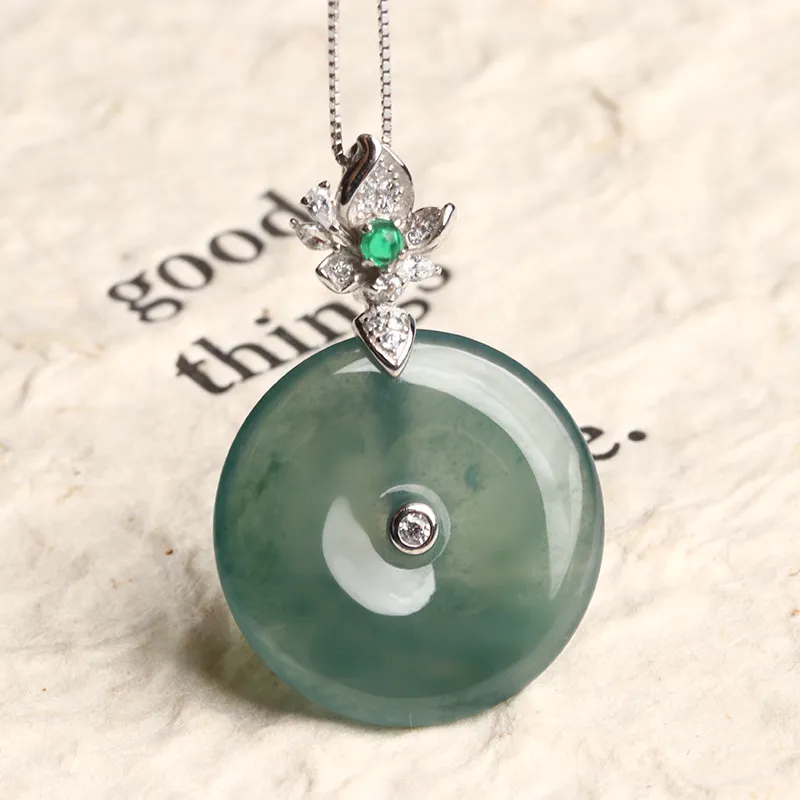 Oushuo Jewelry Ice Glutinous Jadeite Necklaces Women's-2
