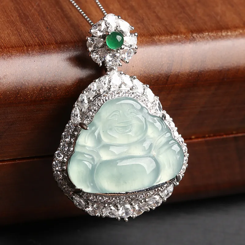 Oushuo Jewelry Ice Glutinous Jadeite Necklaces Women's-3
