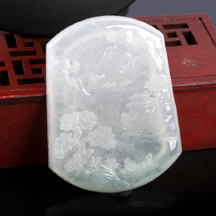 Oushuo Jewelry Ice Glutinous Jadeite Pendants Unisex-1