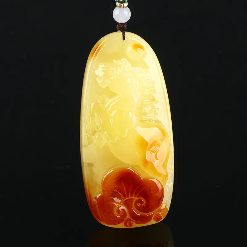 Oushuo Jewelry Amber Beeswax Necklaces Unisex-3