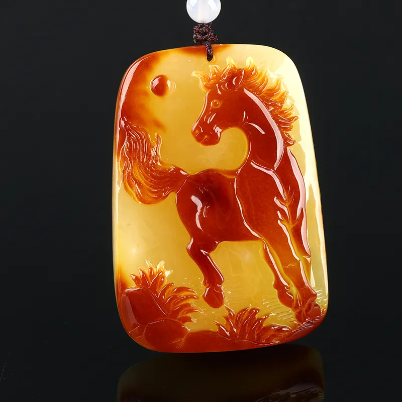 Oushuo Jewelry Amber Beeswax Necklaces Unisex-1