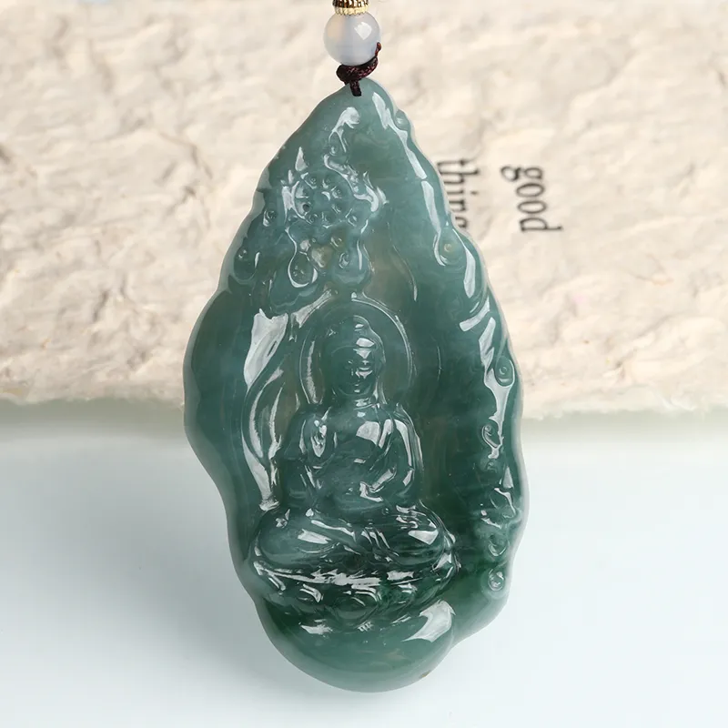 Oushuo Jewelry Ice Glutinous Jadeite Necklaces Unisex-4