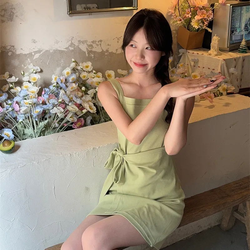 Garbege Slip Dresses Women's Avocado Green-4