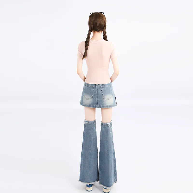 Garbege Denim Short Skirts Women's Blue-2