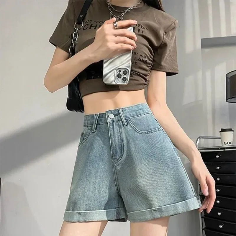 Garbege Denim Shorts Women's Blue-3