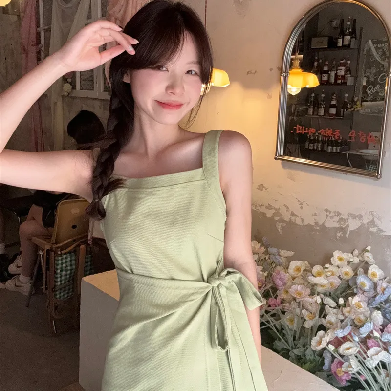 Garbege Slip Dresses Women's Avocado Green-2