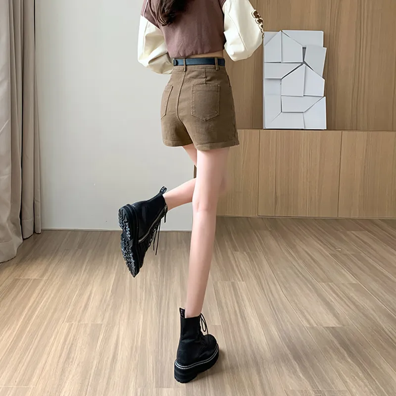 Garbege Casual Short Skirts Women's Khaki-4