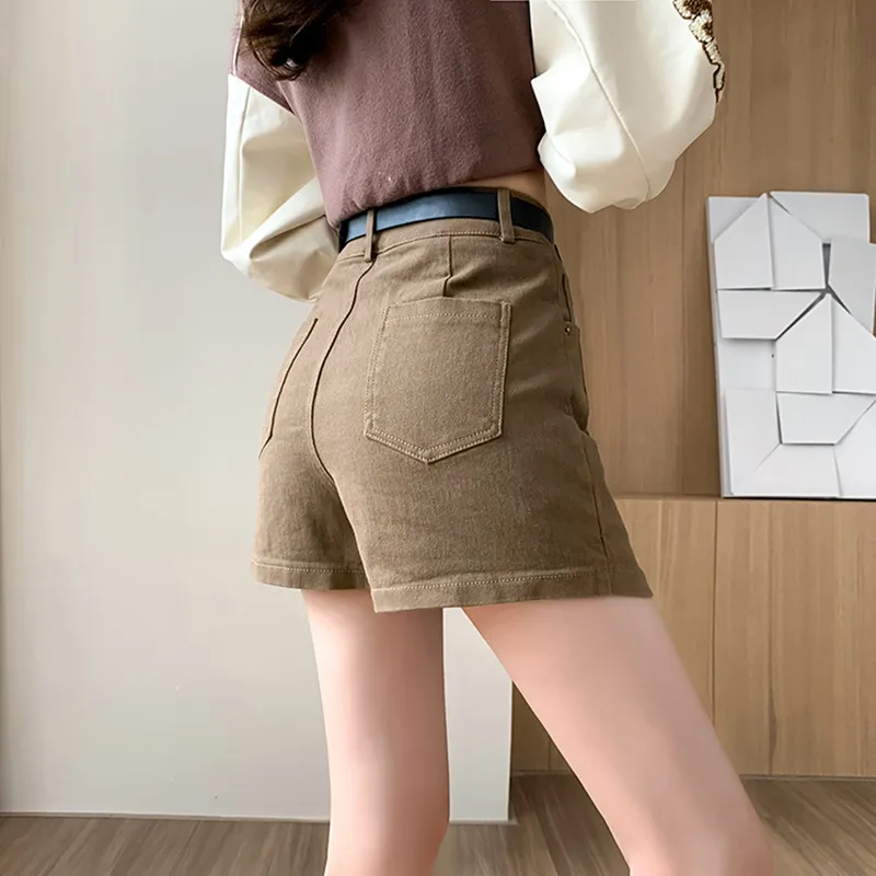 Garbege Casual Short Skirts Women's Khaki-7