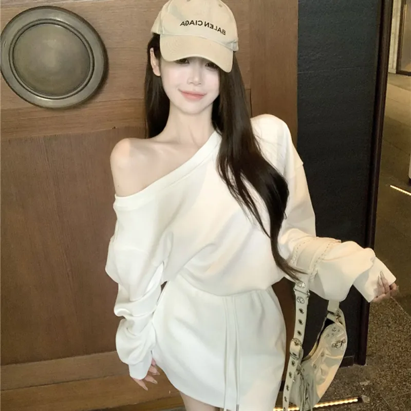Garbege Skirt Set Women's White-5