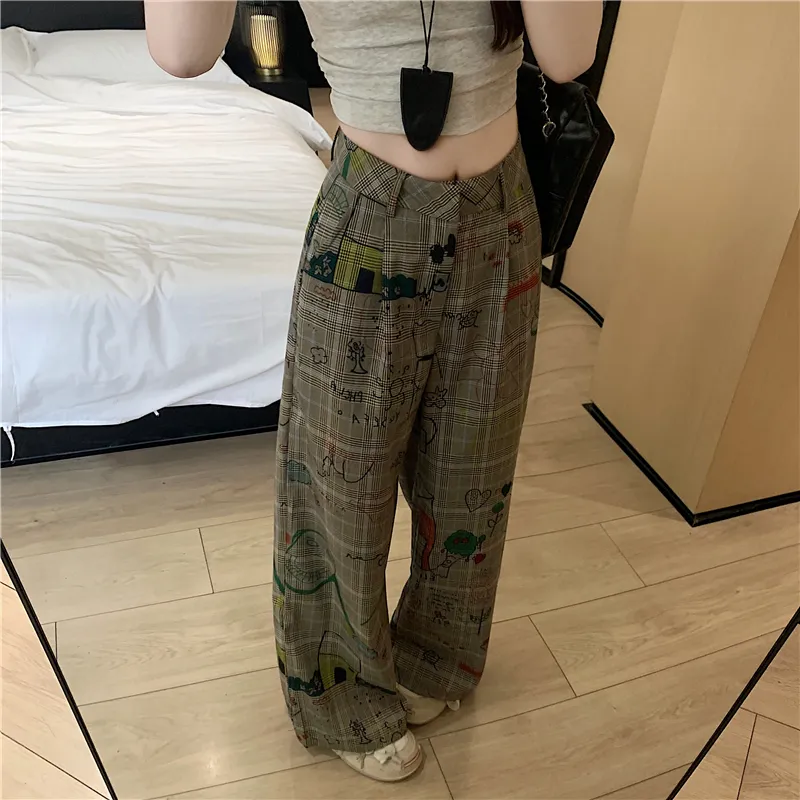 Garbege Casual Pants Women's Gray Khaki Color-3