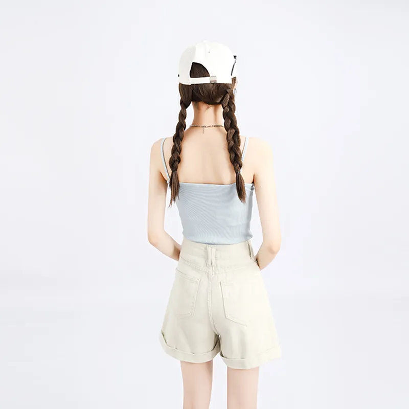 Garbege Denim Shorts Women's Apricot-2