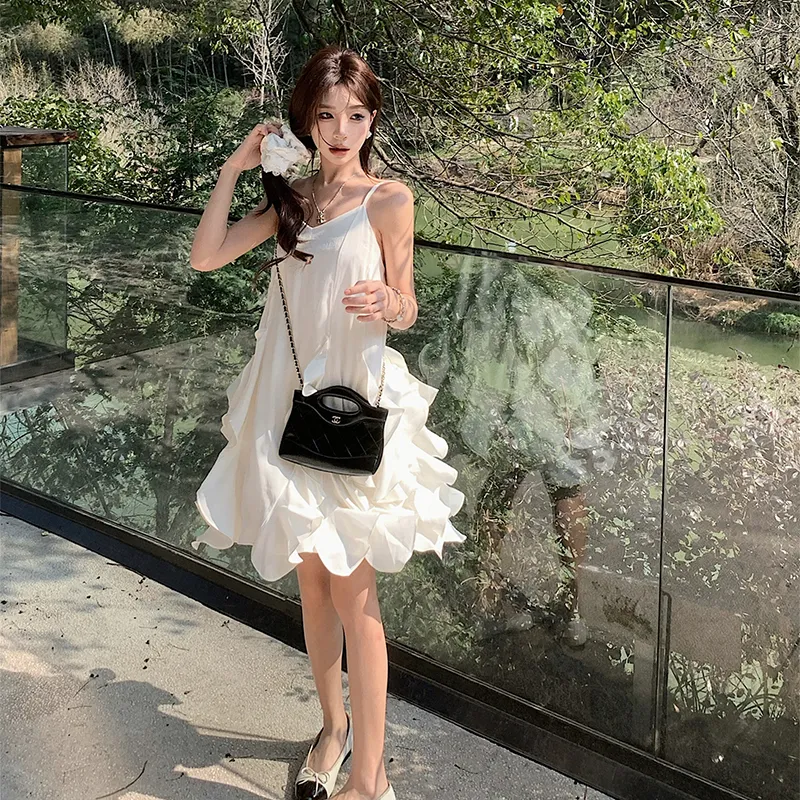 Garbege Slip Dresses Women's White-7