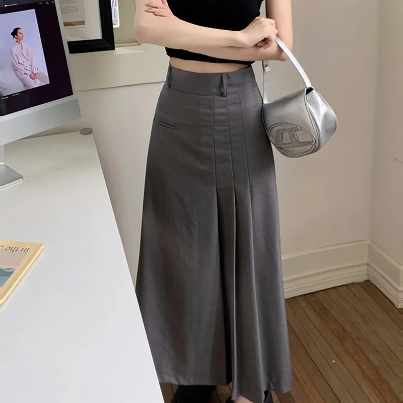Garbege Casual Long Skirts Women's Gray-3