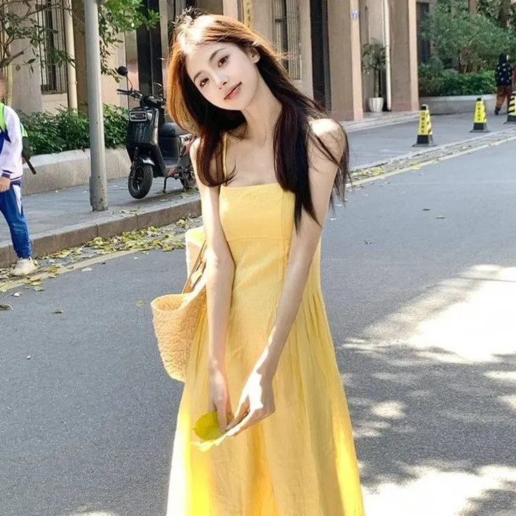Garbege Slip Dress Women's Yellow-2