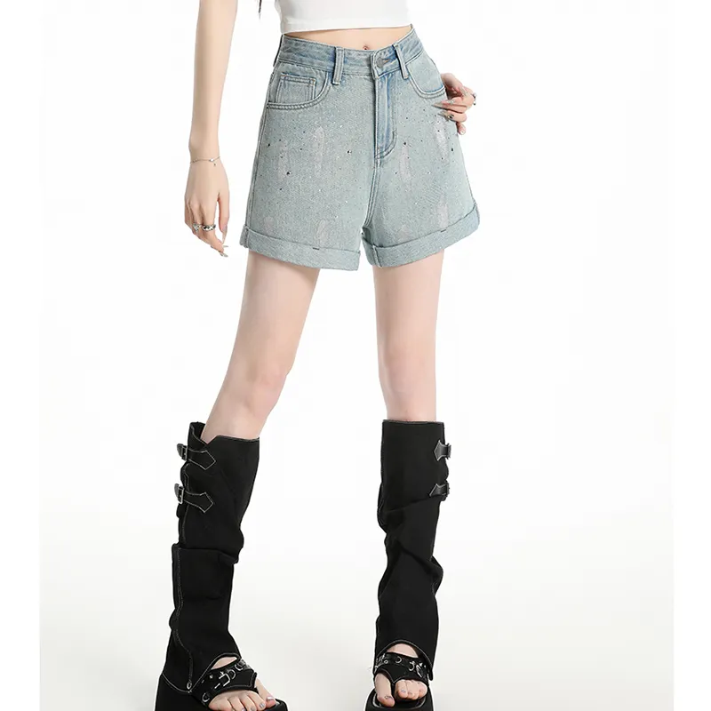 Garbege Denim Shorts Women's Blue-4