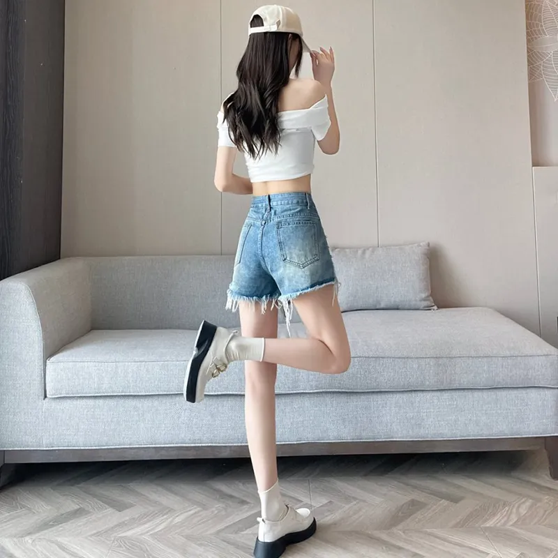 Garbege Denim Shorts Women's Vintage Blue-6