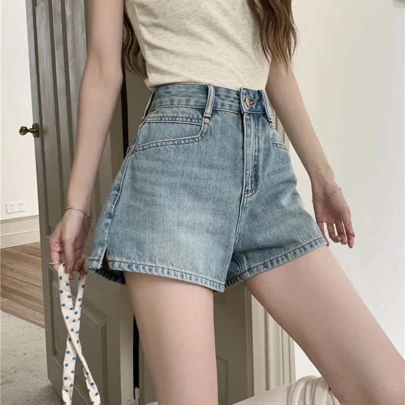 Garbege Denim Shorts Women's Blue Hot Pants-2