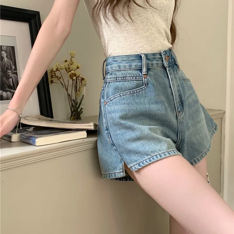 Garbege Denim Shorts Women's Blue Hot Pants-4