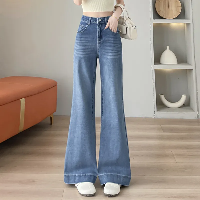 Garbege Jeans Women's Light Tide Blue Long Pants-5