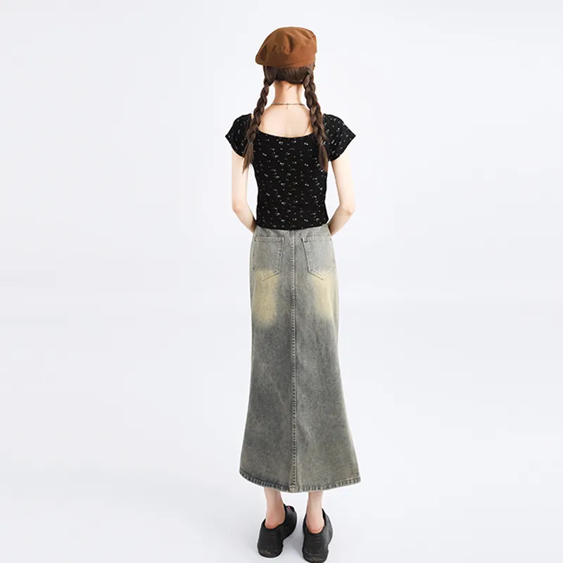 Garbege Denim Long Skirts Women's-2