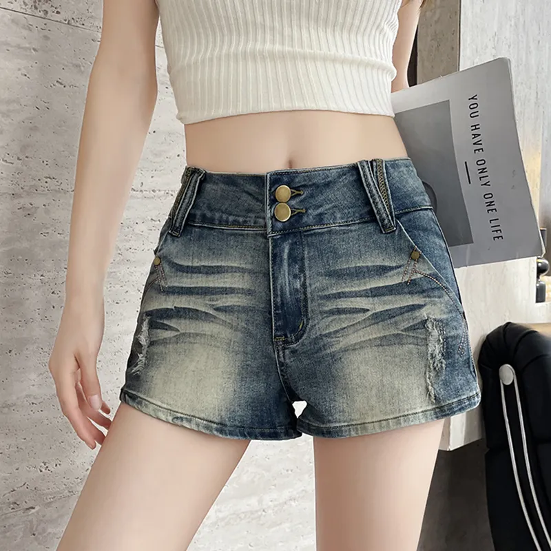 Garbege Denim Shorts Women's Vintage Blue-4