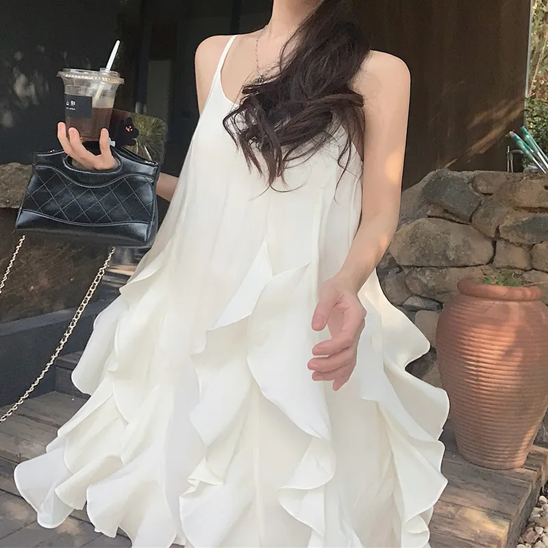 Garbege Slip Dresses Women's White-2