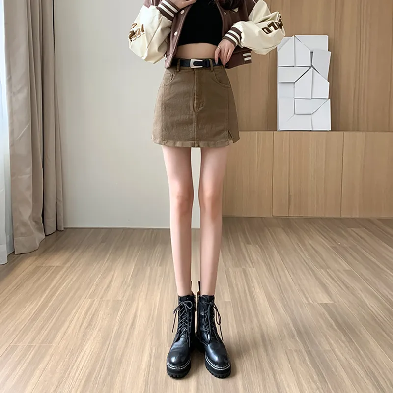 Garbege Casual Short Skirts Women's Khaki-2