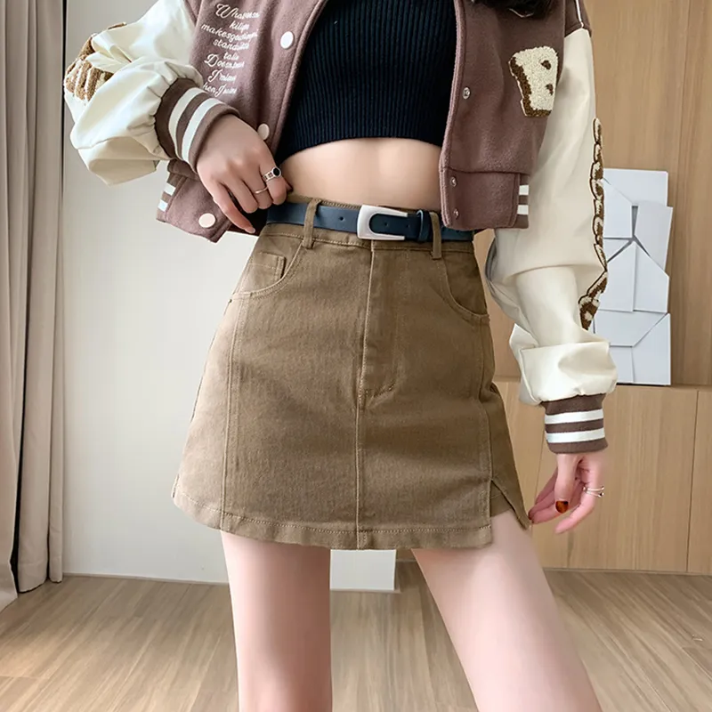Garbege Casual Short Skirts Women's Khaki-6