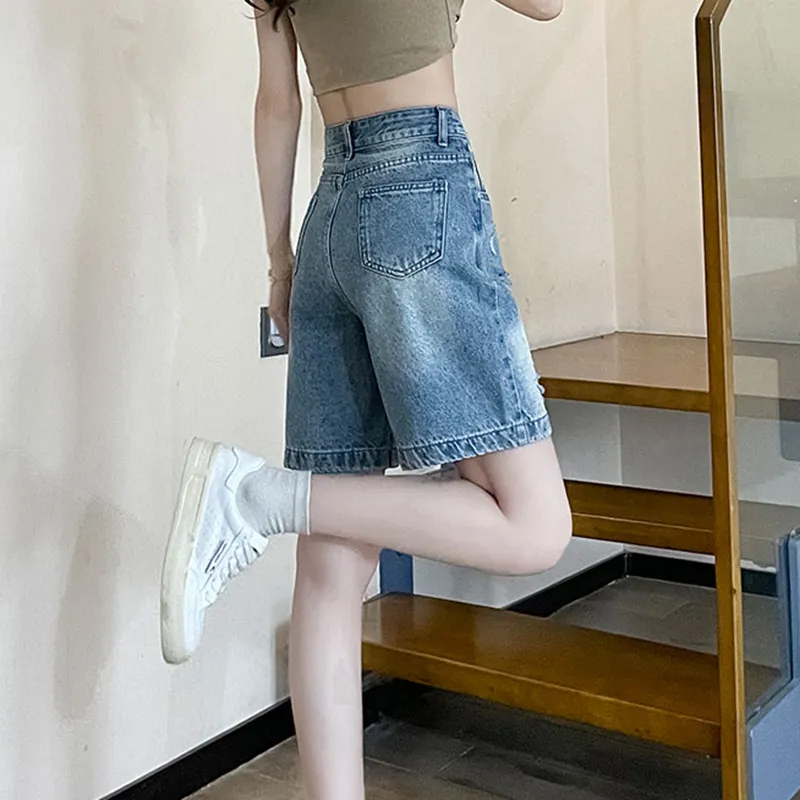 Garbege Denim Shorts Women's Blue-3