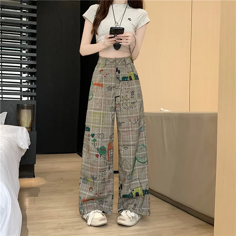Garbege Casual Pants Women's Gray Khaki Color-5