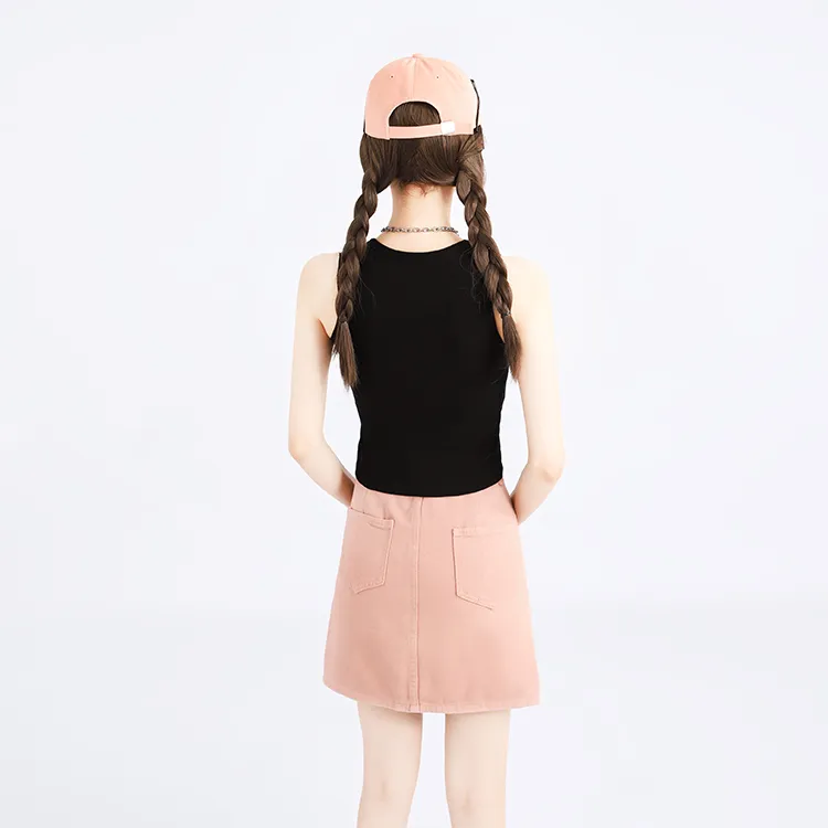 Garbege Denim Short Skirts Women's Dirty Pink-2