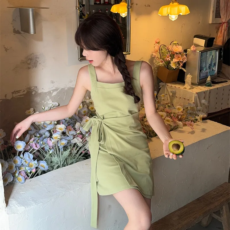 Garbege Slip Dresses Women's Avocado Green-6