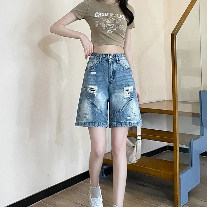 Garbege Denim Shorts Women's Blue-6