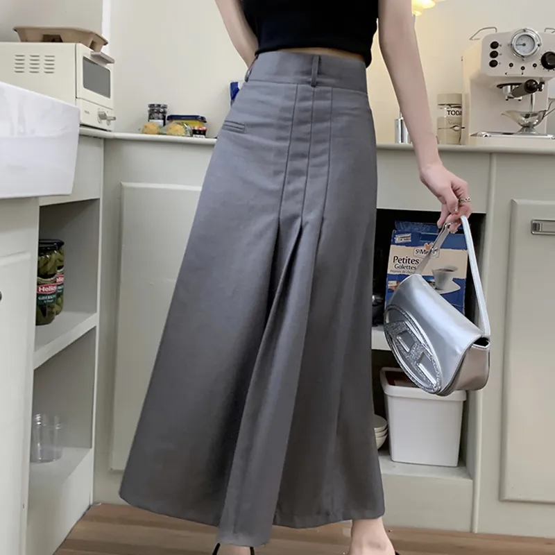 Garbege Casual Long Skirts Women's Gray-4