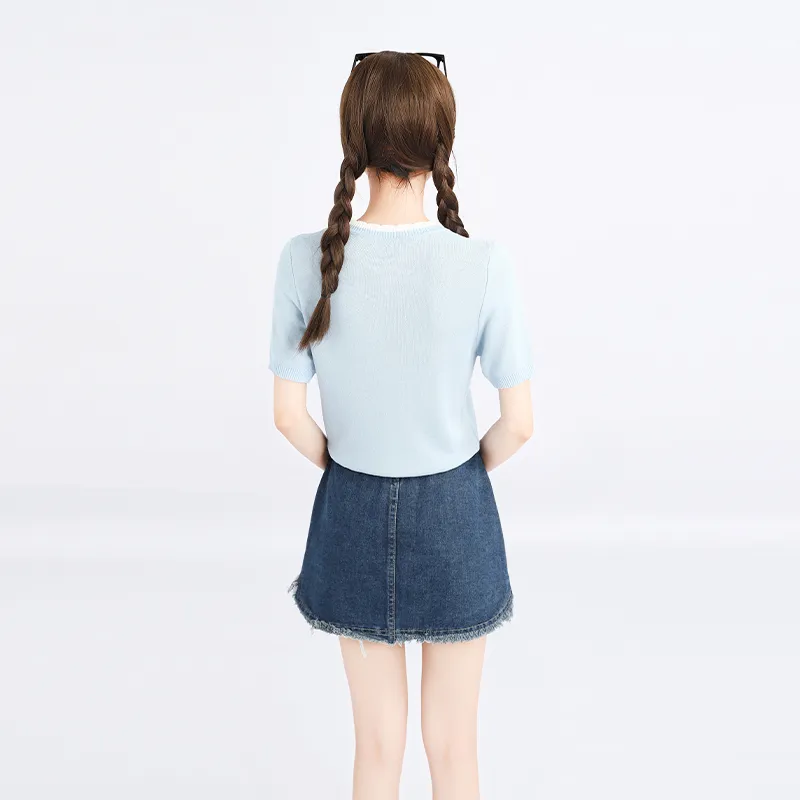 Garbege Denim Short Skirts Women's Blue-2