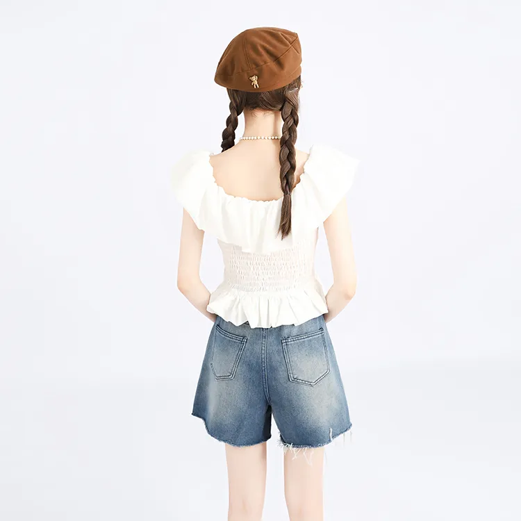 Garbege Denim Shorts Women's Blue-2