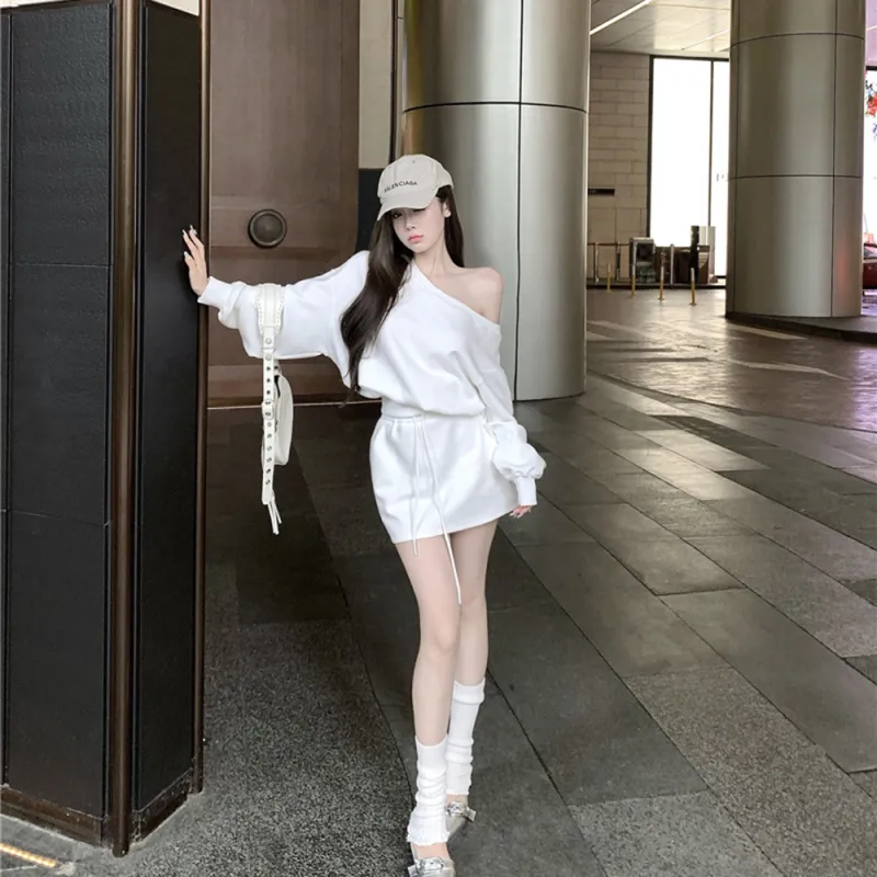 Garbege Skirt Set Women's White-7