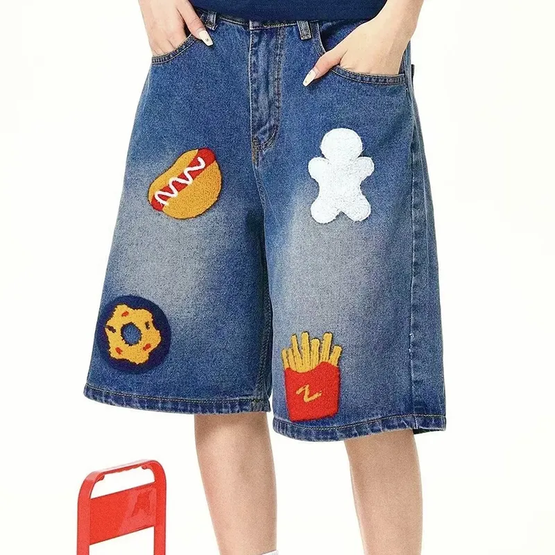 Garbege Denim Shorts Women's Blue-4