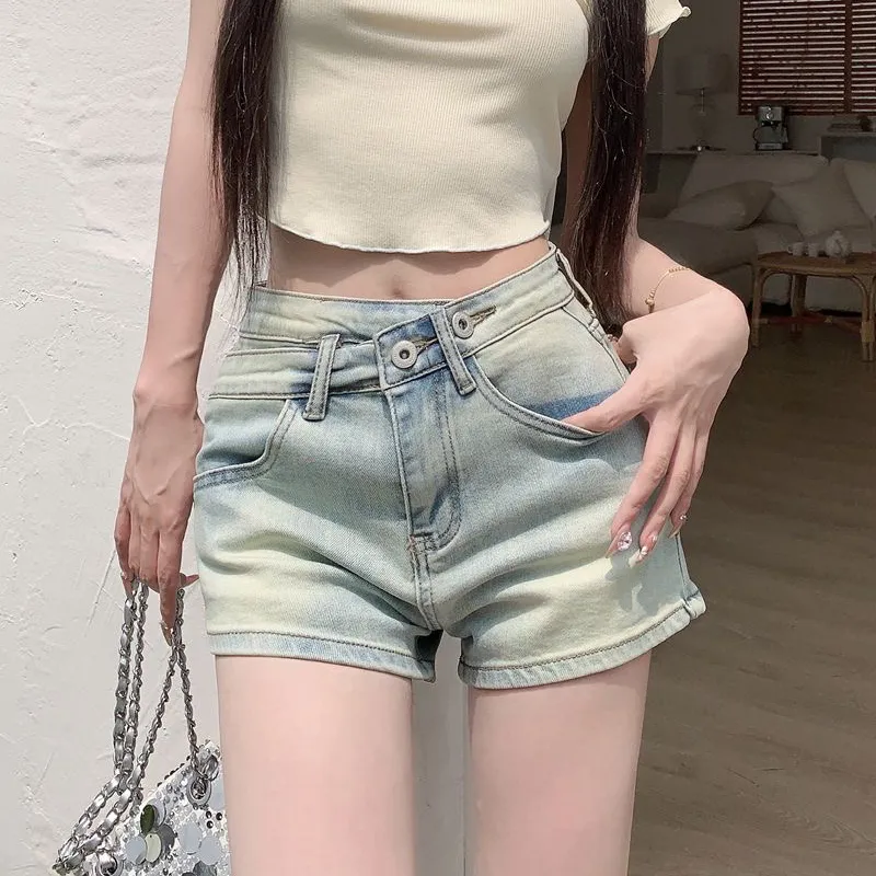 Garbege Denim Shorts Women's Blue-4