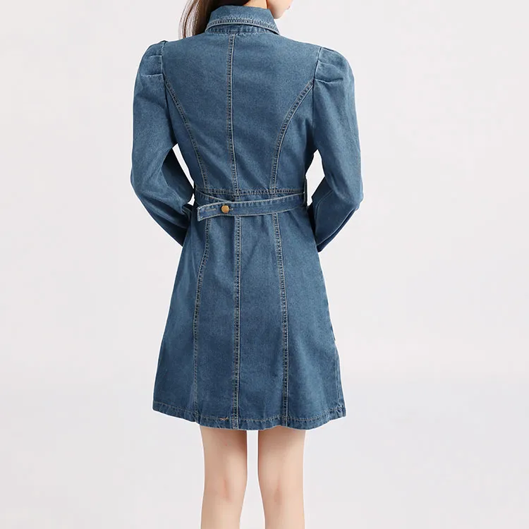 Garbege Long Sleeved Dresses Women's Blue-3