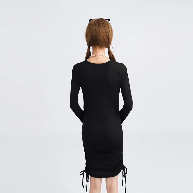 Garbege Long Sleeved Dresses Women's Black-2