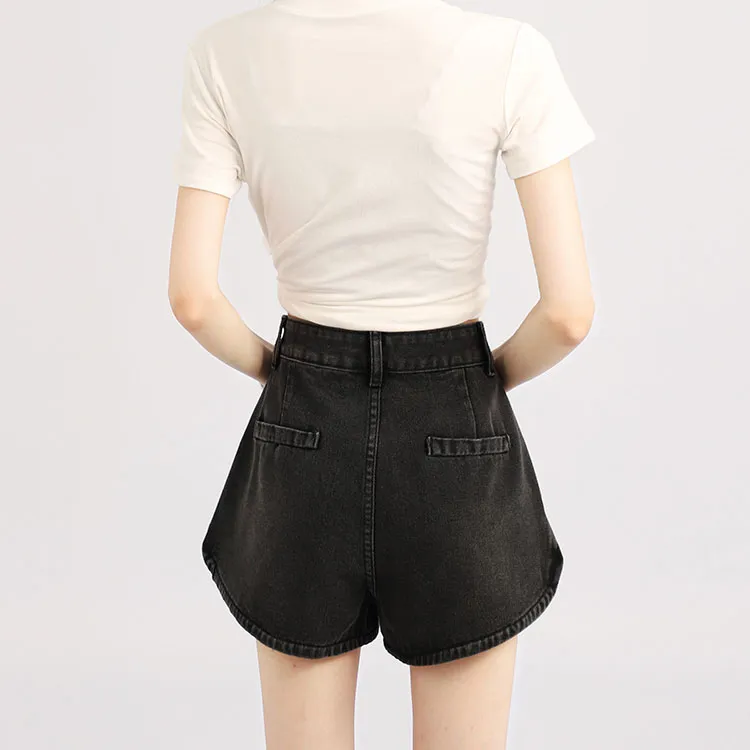 Garbege Denim Shorts Women's Black-5