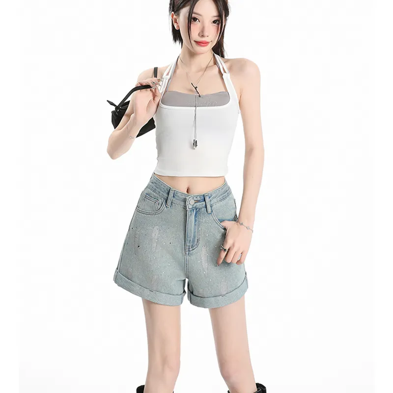 Garbege Denim Shorts Women's Blue-3