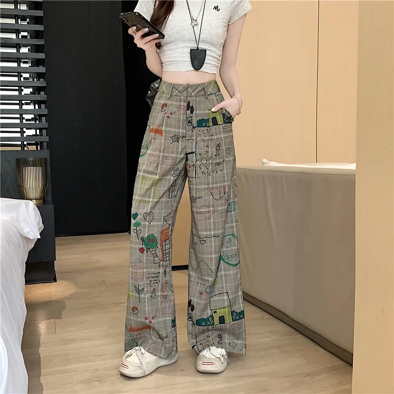 Garbege Casual Pants Women's Gray Khaki Color-6