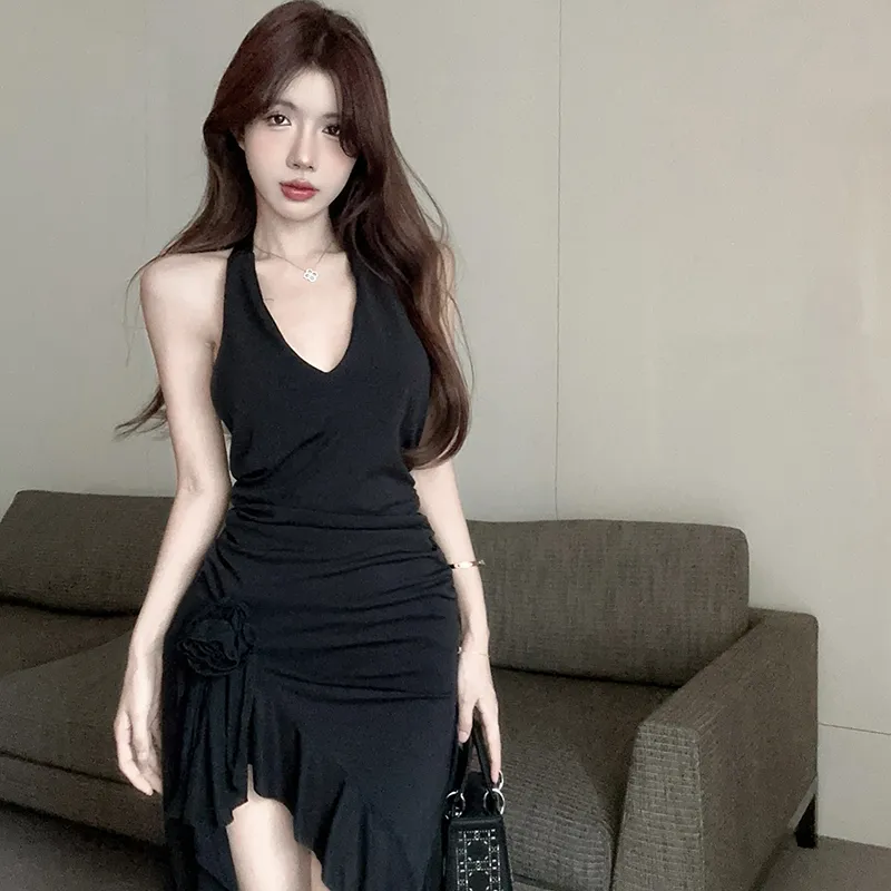 Garbege Slip Dresses Women's Black Dress-4
