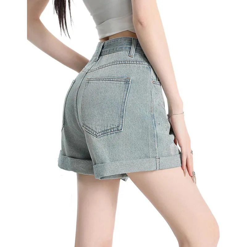 Garbege Denim Shorts Women's Blue-1