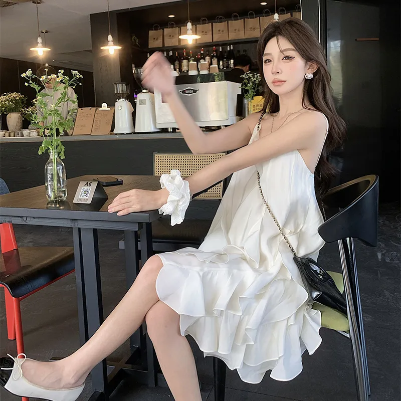 Garbege Slip Dresses Women's White-6